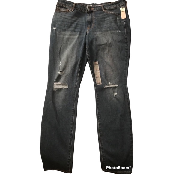 Nwt Old Navy Blue Jeans Mid Rise Pop Icon Skinny Ripped Jeans - Picture 2 of 6